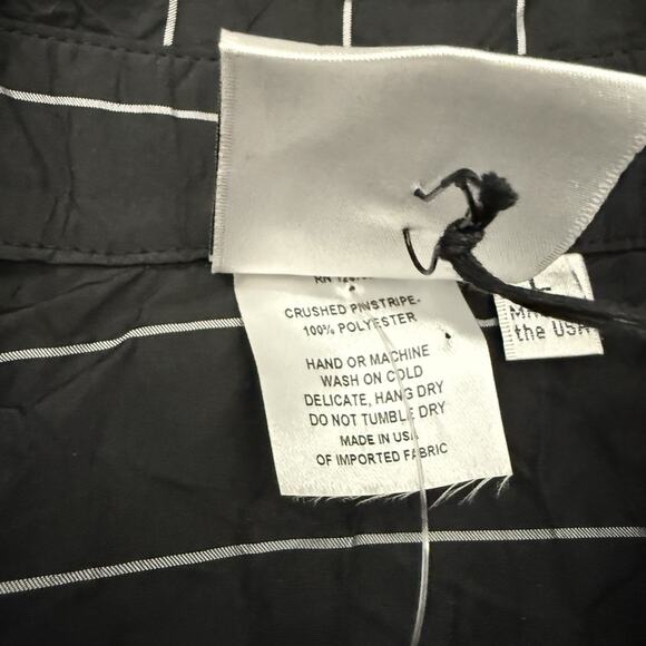 Finley Shirt Women Large Black Stripe Crinkle Adjustable Sleeve Lagenlook USA - Picture 10 of 12